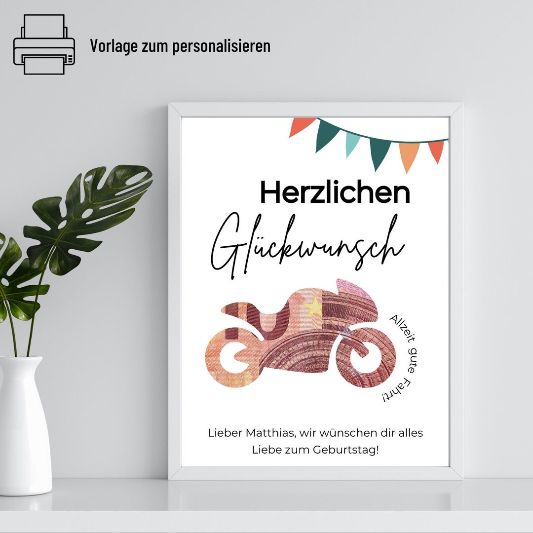 Geldgeschenk Motorrad Geburtstag Geldgeschenk Geburtstag Etsy.de