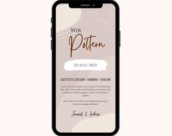 Digitale Einladung Polterabend | Polterabend Ecard | Polterabend Einladung Whatsapp | Personalisiert mit Wunschtext
