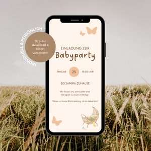 Digitale baby shower uitnodiging | E-card baby shower uitnodiging | Babyshower uitnodigingskaart gepersonaliseerd om Whatsapp te sturen