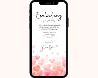 Digitale Einladung Ecard Geburtstag | Einladung Geburtstagsparty 30. 40. 50. | Ecard Geburtstagseinladung zum versenden per Whatsapp