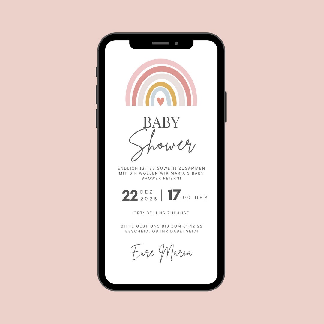 Digital Baby Shower Invitation Ecard Baby Shower Rainbow Invitation