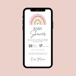 Digitale baby shower uitnodiging | Ecard Baby Party Rainbow-uitnodiging | Baby shower uitnodigingskaart gepersonaliseerd om te versturen
