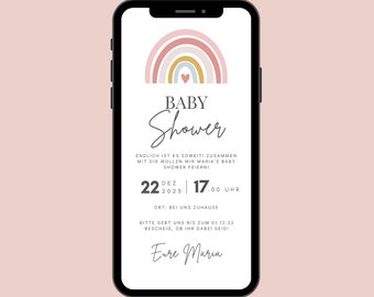 Digital Baby Shower Invitation | Ecard Baby Shower Rainbow Invitation | Baby shower invitation card personalized to send