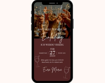 Digital Invitation Ecard Birthday | Invitation Birthday Party 30th 40th 50th | Ecard birthday invitation to send via Whatsapp