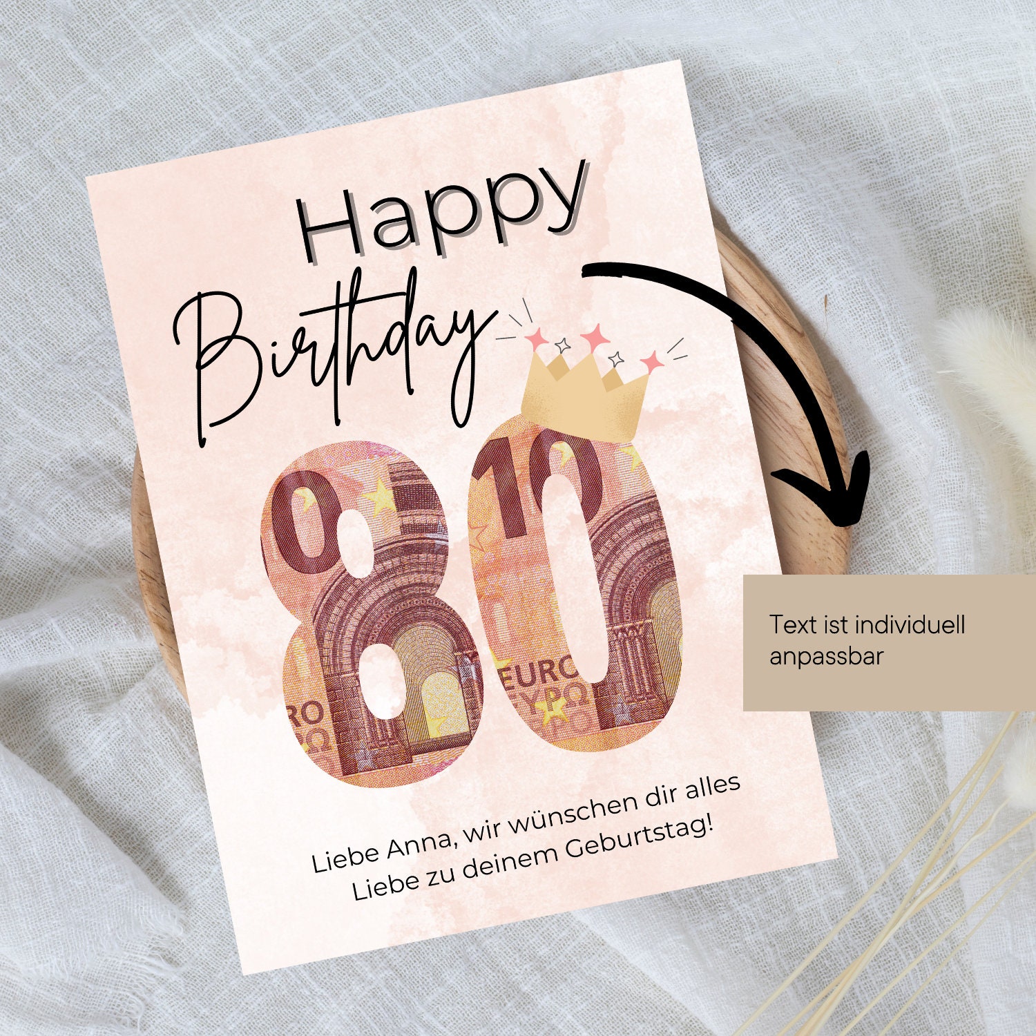 Money Gift 80th Birthday Printable Birthday Template Money Gift
