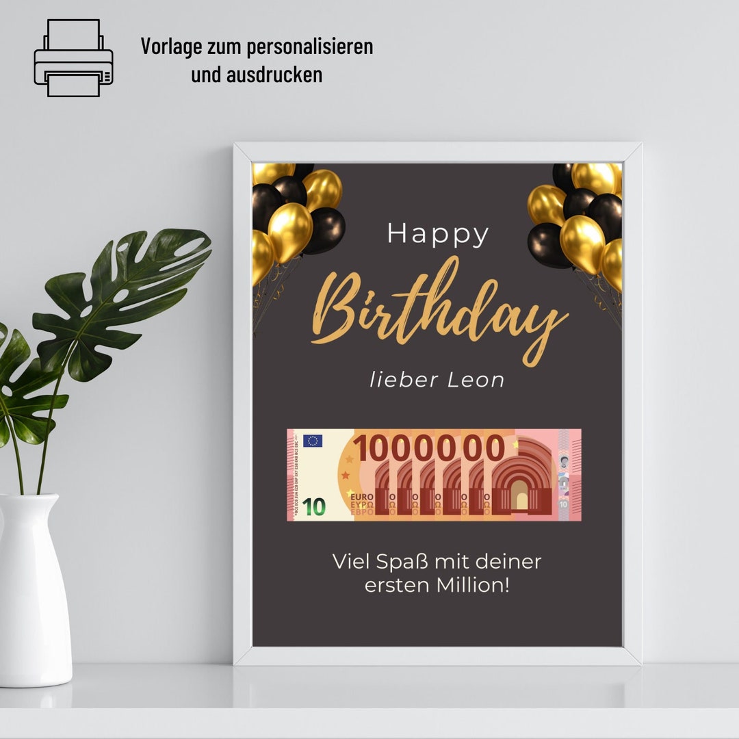 Geldgeschenk "Eine Million" Vorlage zum ausdrucken Geldgeschenk