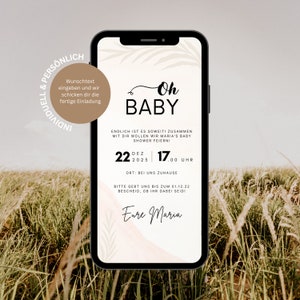 Digitale Baby Shower Einladung | Ecard Baby Party Einladung | Babyparty Einladungskarte personalisiert zum versenden per Whatsapp
