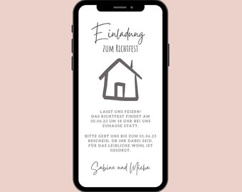Digital invitation topping out | Ecard topping out to personalize | Invitation card house building to send