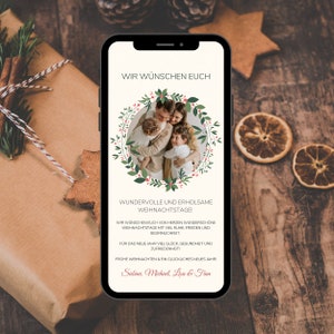 Digitale Weihnachtskarte | Ecard Weihnachtsgrüße personalisiert | Weihnachtskarte digital zum versenden per Whatsapp mit Foto