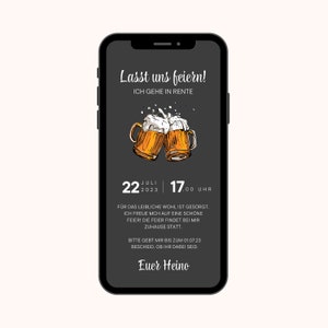 Invito digitale Festa della birra in pensione | Pensione elettronica | Biglietto d'invito per la pensione o la pensione | Personalizzabile | Carta di pensione
