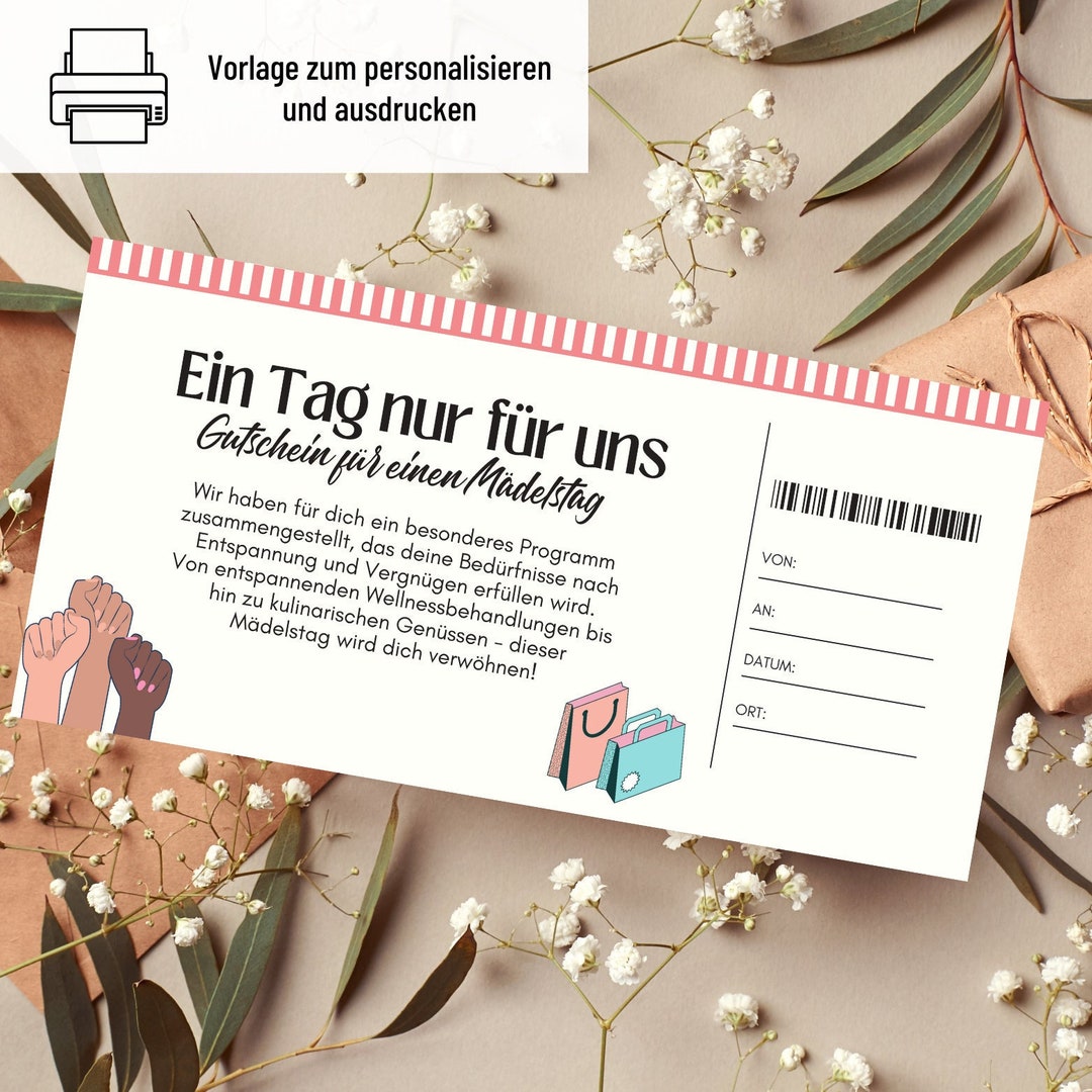 Voucher Girls Day Template Voucher Shopping to Print Gift Idea Coupon
