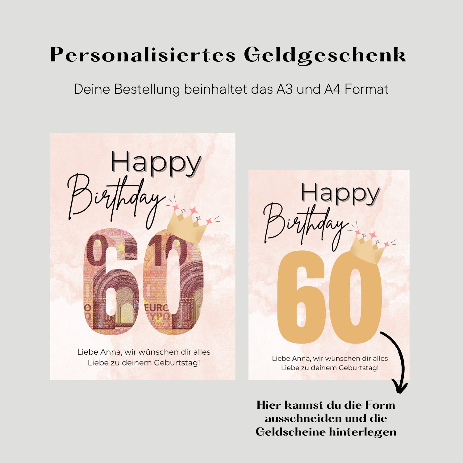 Geldgeschenk 60. Geburtstag Geburtstag Vorlage zum ausdrucken