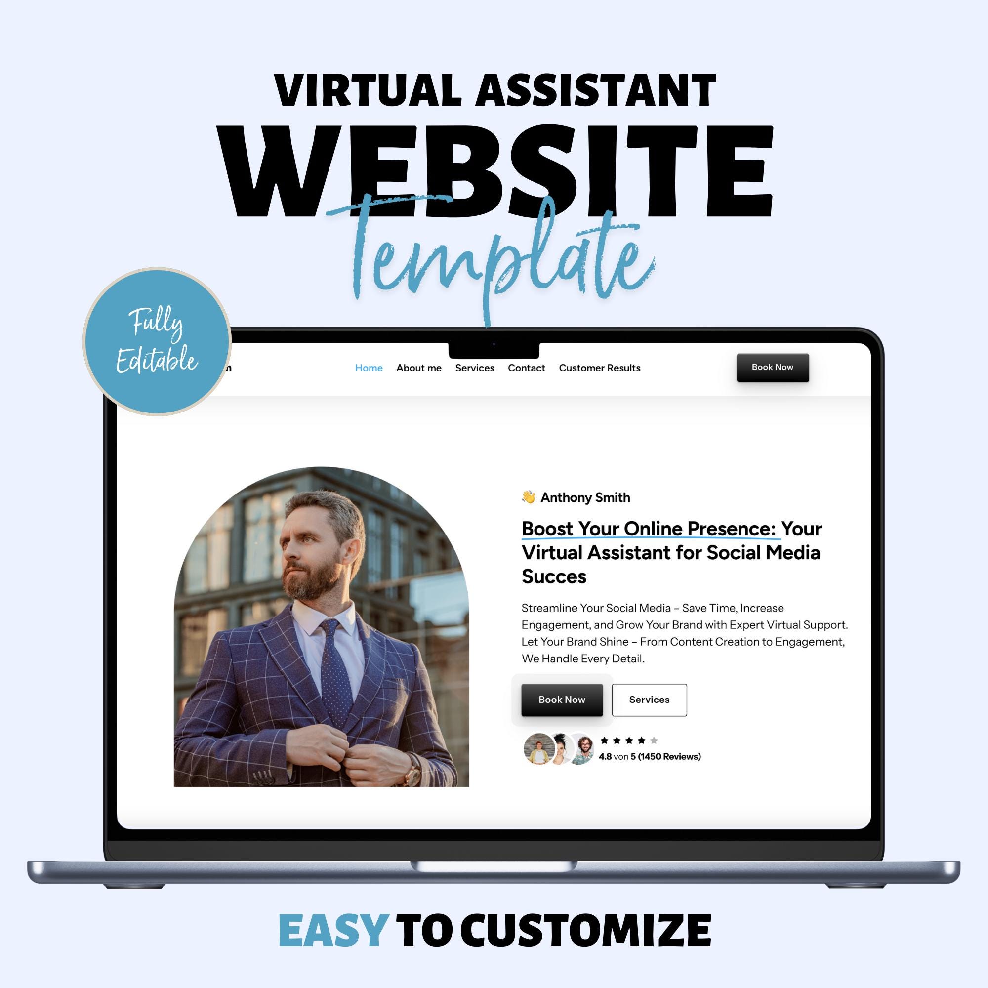 Virtual Assistant Website Template | Minimalistic Design | UGC Website | Social Media Manager Homepage | Coaching Business Landingpage