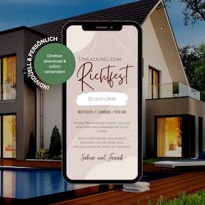 Ecard invitation topping out | Home Construction Digital Invitation | Topping-out card personalized to send via Whatsapp