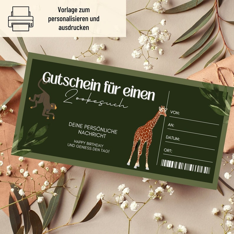 Gutschein Zoobesuch Vorlage Gutschein Zoo zum Ausdrucken Gutschein