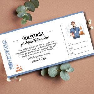 Gutschein Führerschein Vorlage | Gutschein Geschenk Fahrschule Auto zum Ausdrucken | Geschenkidee | Fahrstunde Geschenkgutschein