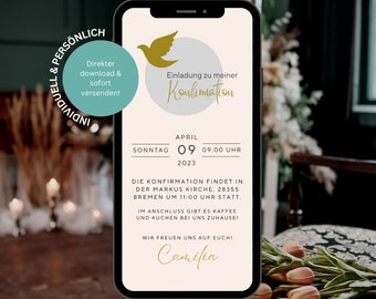 Digital Invitation Confirmation | Communion invitation card | Personalized Confirmation Invitation for Girls & Boys | confirmation