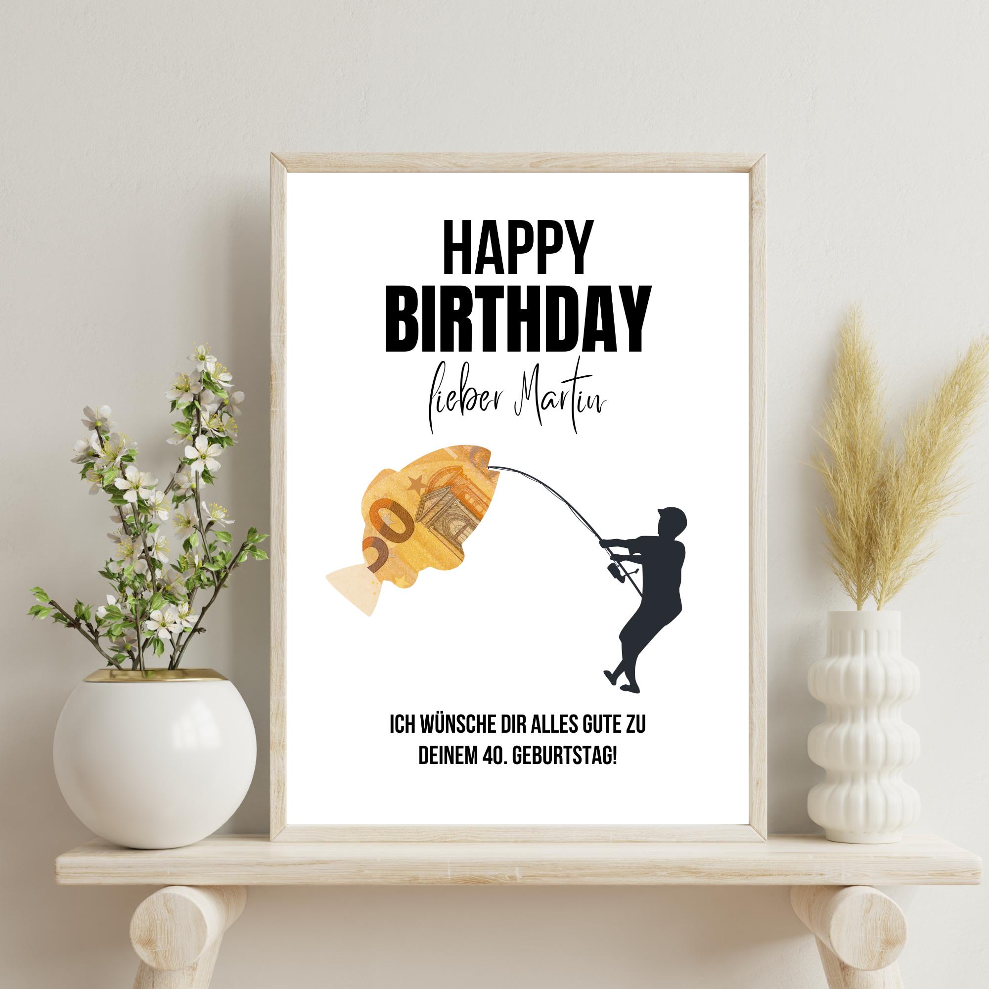 Angeln-Geburtstagskarte Mit Glitzer & Laserschnitt – Für Papa, Opa & Angler, 14x14 Cm