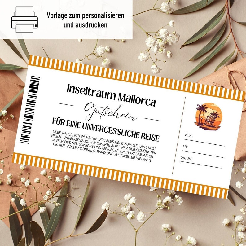 Voucher Travel Mallorca Template Voucher Holiday Malle to Print Out
