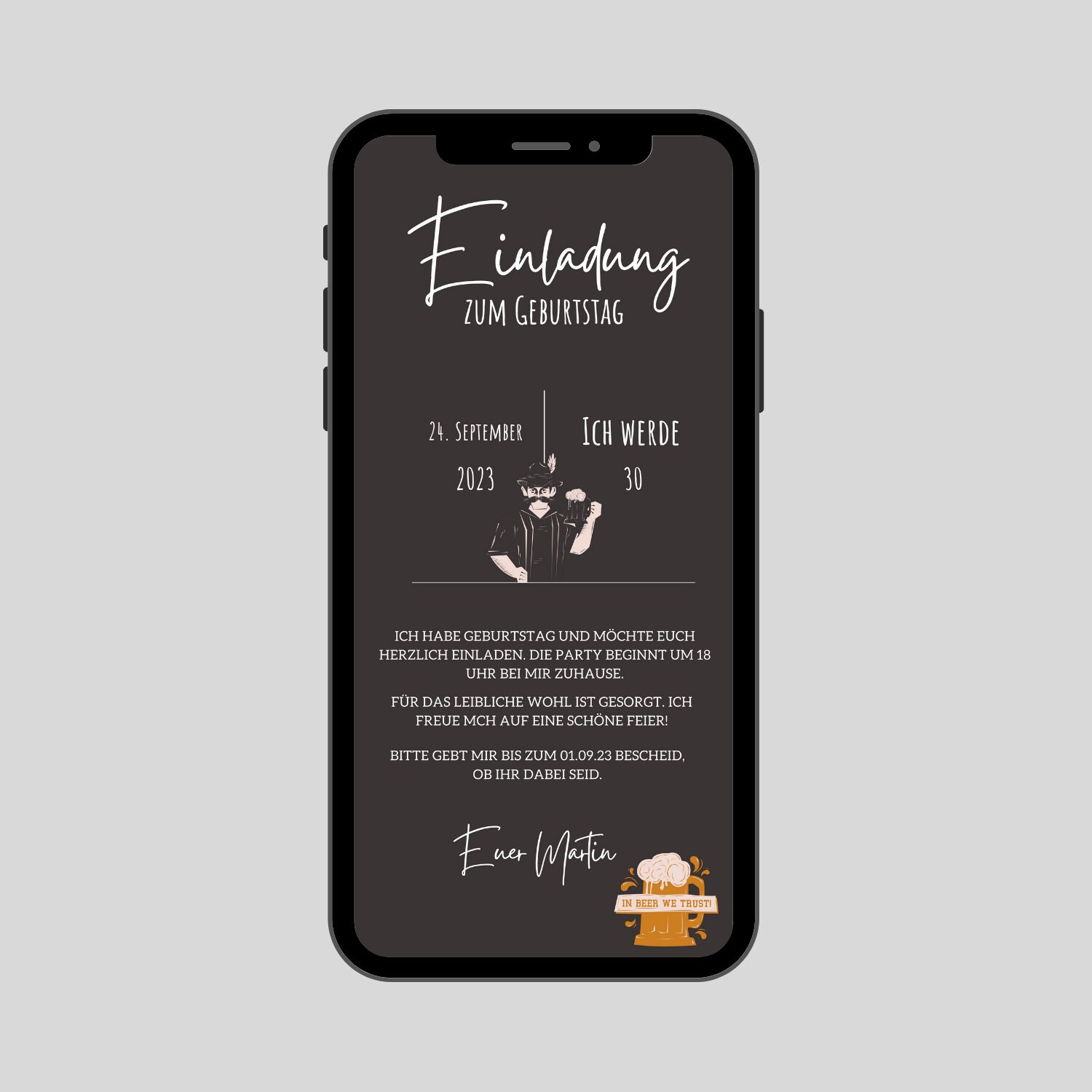 Ecard Digital Invitation Birthday | Invitation men birthday party 30th 40th 50th | Ecard birthday invitation to send via Whatsapp