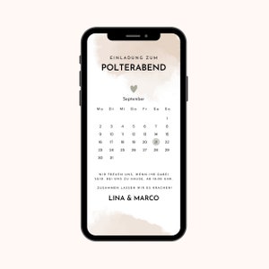 Digitale Einladung Polterabend | Polterabend Ecard | Polterabend Einladung Whatsapp | Personalisiert mit Wunschtext Kalender Layout