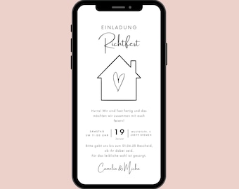 Digitale Einladung Richtfest | Ecard Richtfest zum personalisieren | Einladungskarte Hausbau zum versenden per Whatsapp