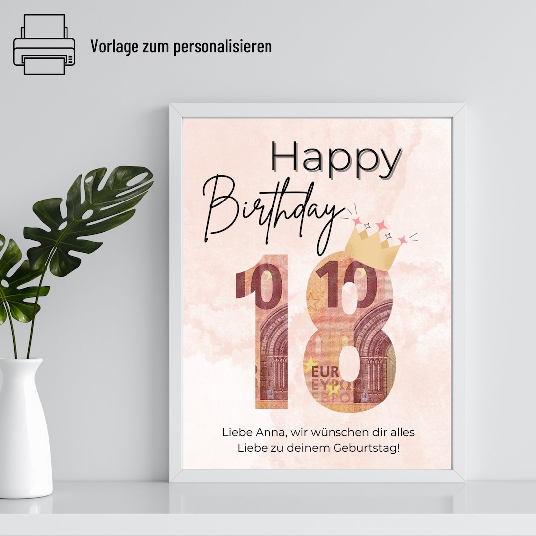 Geldgeschenk 18. Geburtstag Geburtstag Vorlage zum ausdrucken