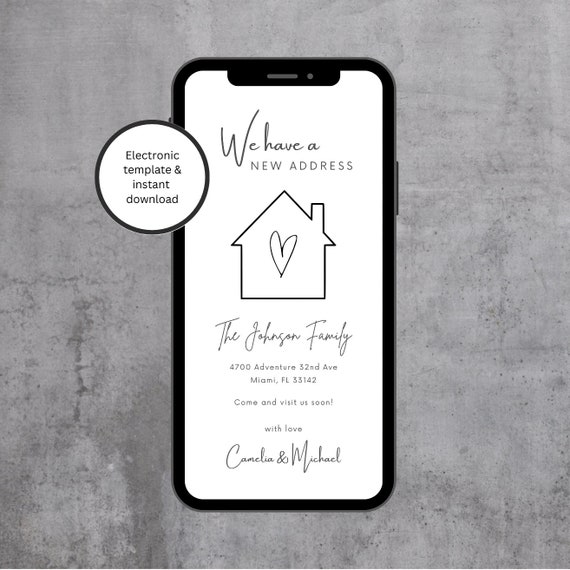 Moving Announcement Electronic Template | New Adress Digital Template | New Home Invite Editable Text Message