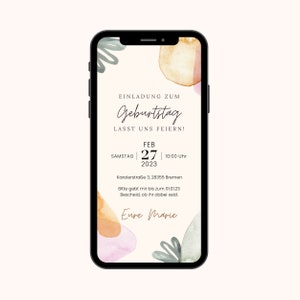 Digitale Einladung Ecard Geburtstag | Einladung Geburtstagsparty 30. 40. 50. | Ecard Geburtstagseinladung zum versenden per Whatsapp