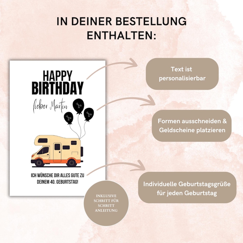 Printable Cash Gift for a Motorhome | Personalized Birthday Cash Gift ...