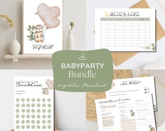 Baby Shower Games Set | Baby Shower Guest Book Poster | Baby Shower Gift | Baby Shower Games to Print | Baby Shower Games Bundle