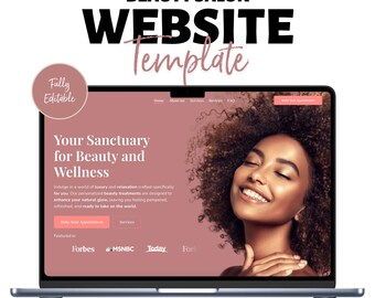 Beauty Salon Website Template | Esthetician Cosmetics Website | Skincare Website Homepage for your Business | Hairstylist Website