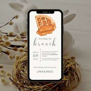 Invitation numérique petit-déjeuner Ecard | Invitation Brunch Personnalisée | Carton d'invitation à envoyer via Whatsapp | Faire-part d'anniversaire