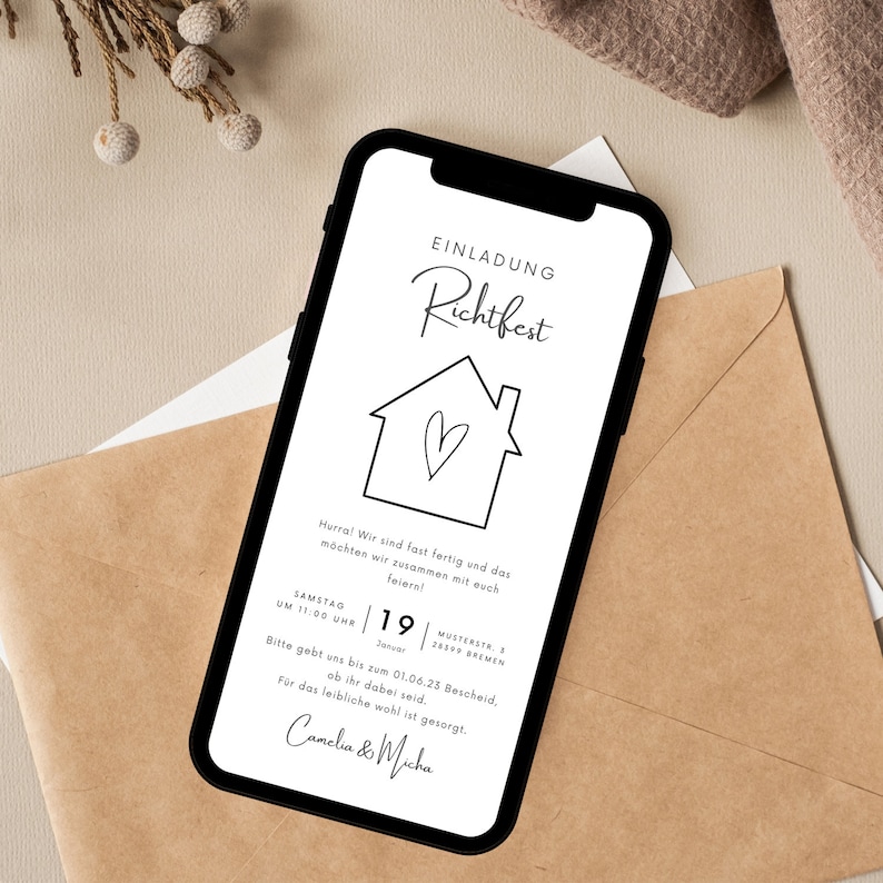 Digitale Einladung Richtfest Ecard Richtfest zum Etsy.de