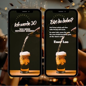 Geanimeerde digitale uitnodiging verjaardag | Uitnodiging bier verjaardagsfeestje 30e 40e 50e | E-card verjaardagsuitnodiging Whatsapp