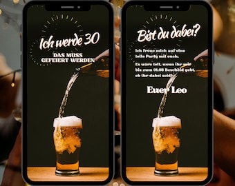 Animated Birthday Digital Invitation | Invitation beer birthday party 30th 40th 50th | Ecard birthday invitation Whatsapp