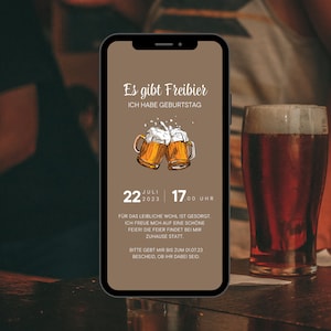 Ecard Digital Invitation Birthday Beer | Invitation Birthday Party 30th 40th 50th | Ecard birthday invitation to send via Whatsapp
