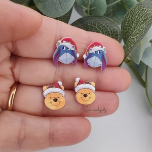 Cartoon inspired Christmas earrings. Dangle and stud earrings