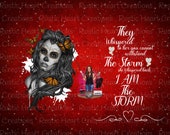 Sugar Skull, I am the storm, tumbler, png, sublimation