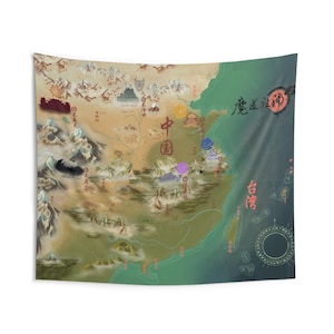 Arazzo da parete per interni Fantasy Map MDZS/The Untamed - Decorazione Mystic World, grande decorazione da parete in tessuto, decorazione per dormitorio, decorazione per la casa Boho, regalo