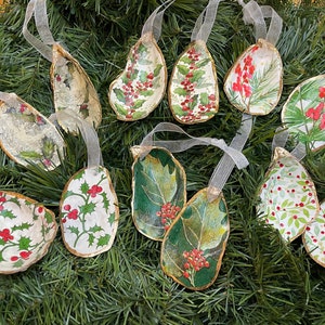 Holiday Greenery - Oyster Shell Ornaments