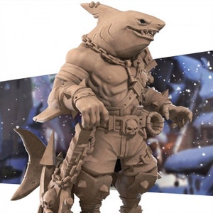 Sharkfolk Bandit Boss - Bite the Bullet - SciFi -Fantasy D&D-3D Printed Miniatures-Tabletop Gaming