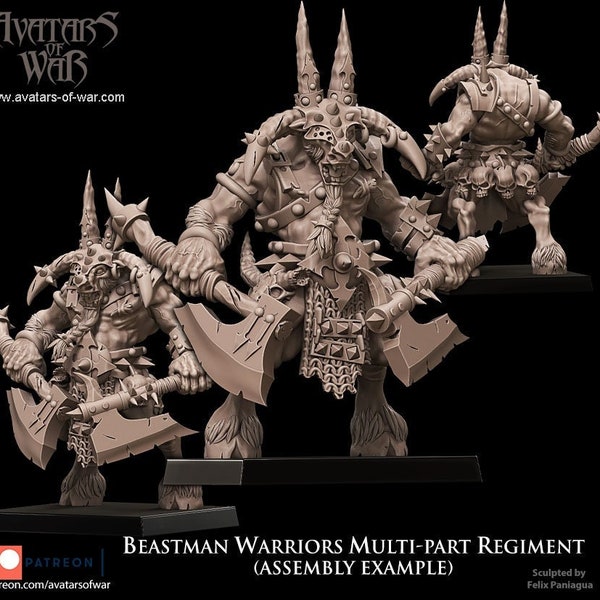 Beastmen Warriors - Avatars Of War -Fantasy D&D-3D Printed Miniatures-Tabletop Gaming