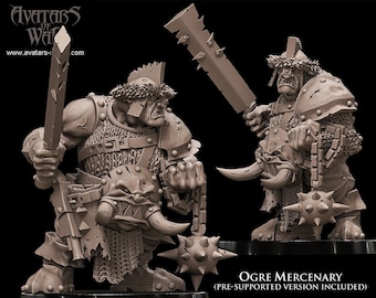 Ogre Mercenary- Avatars Of War -Fantasy D&D-3D Printed Miniatures-Tabletop Gaming