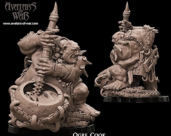 Ogre Cook- Avatars Of War -Fantasy D&D-3D Printed Miniatures-Tabletop Gaming