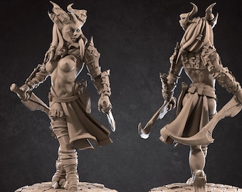 Lilith, the Double-Edged-Bite the Bullet  -Fantasy D&D-Fantasy Pin-Up-3D Printed Miniatures-Tabletop Gaming