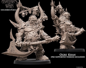 Ogre Kahn- Avatars Of War -Fantasy D&D-3D Printed Miniatures-Tabletop Gaming