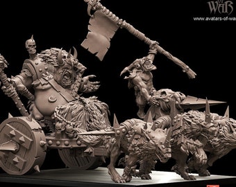 Goblin Master on Chariot- Avatars Of War -Fantasy D&D-3D Printed Miniatures-Tabletop Gaming