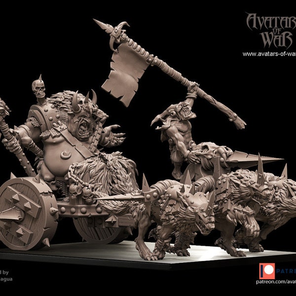 Goblin Master on Chariot- Avatars Of War -Fantasy D&D-3D Printed Miniatures-Tabletop Gaming