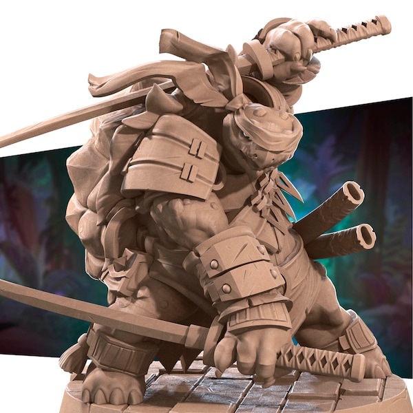 Tortle Samurai-Bite the Bullet -Fantasy D&D-3D Printed Miniatures-Tabletop Gaming